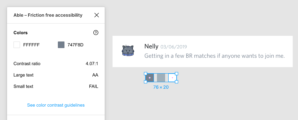 Accessibility test result for light theme text.