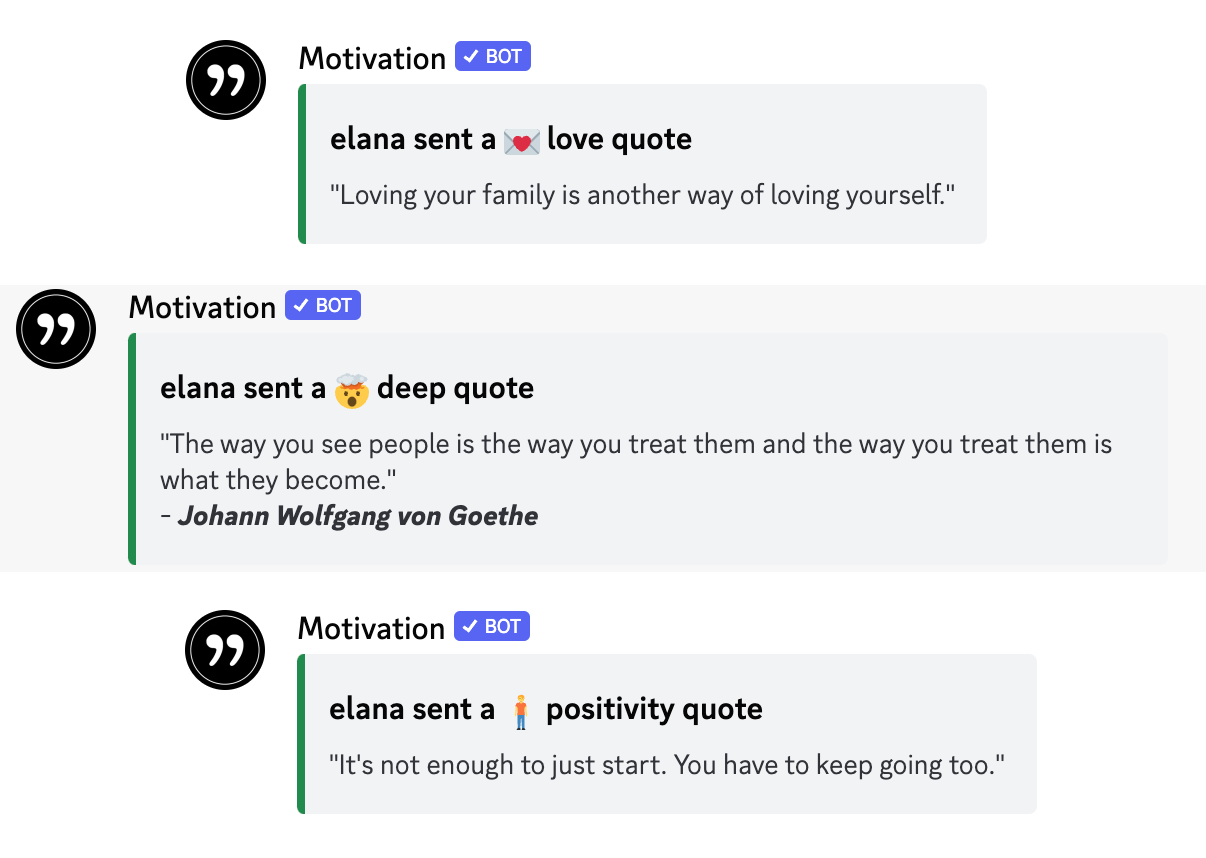 An image containing three inspirational quotes that were posted by Motivation.
