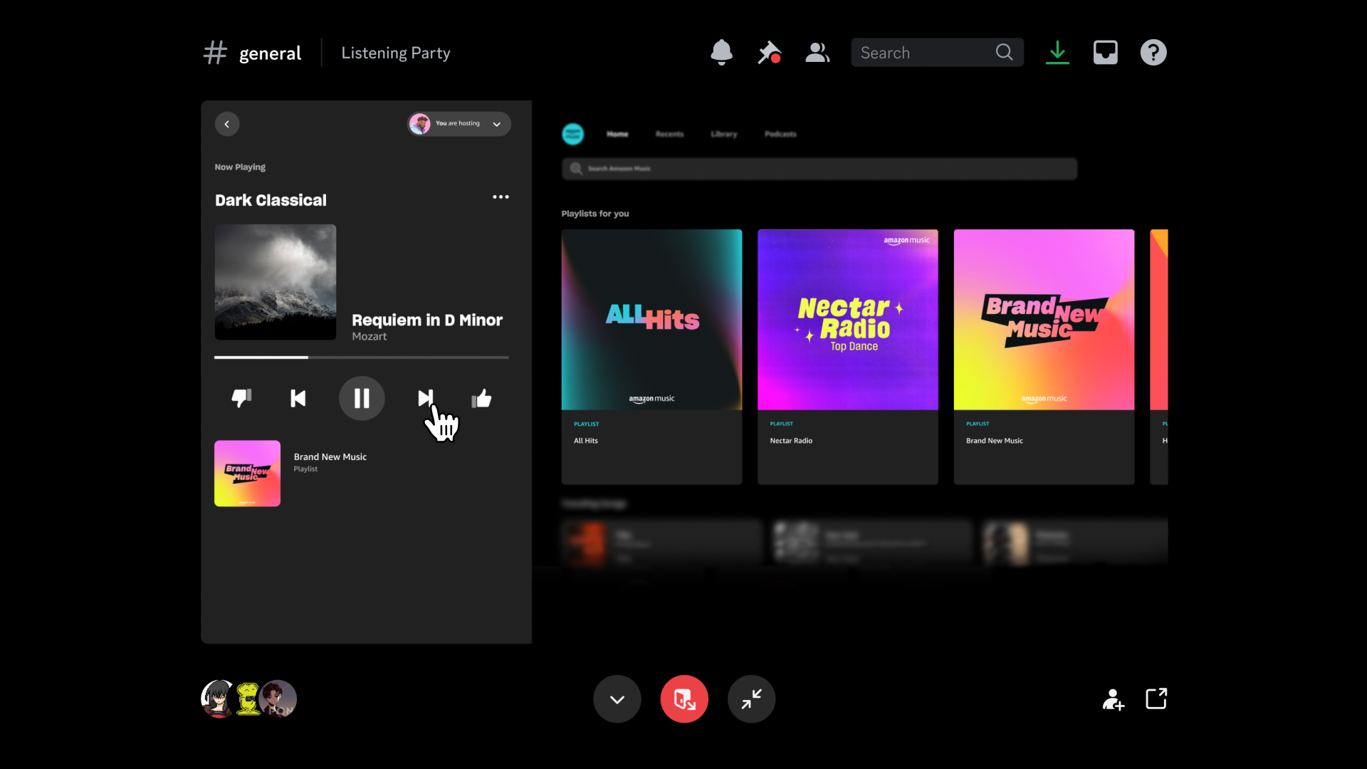 A screenshot of the “Amazon Music Listening Party” Activity.
